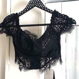 LEAU Amora Lace Bustier Crop Top Size XS